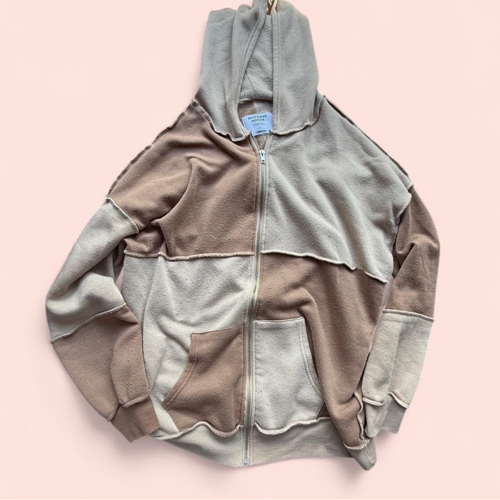 Rue21 Cream and Tan Color-Blocked Hoodie